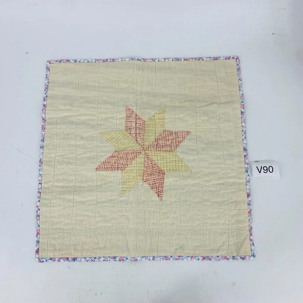 Vintage Handmade Virginia Star Quilt Block 20x20 Cotton Quilt Piece Craft Decor